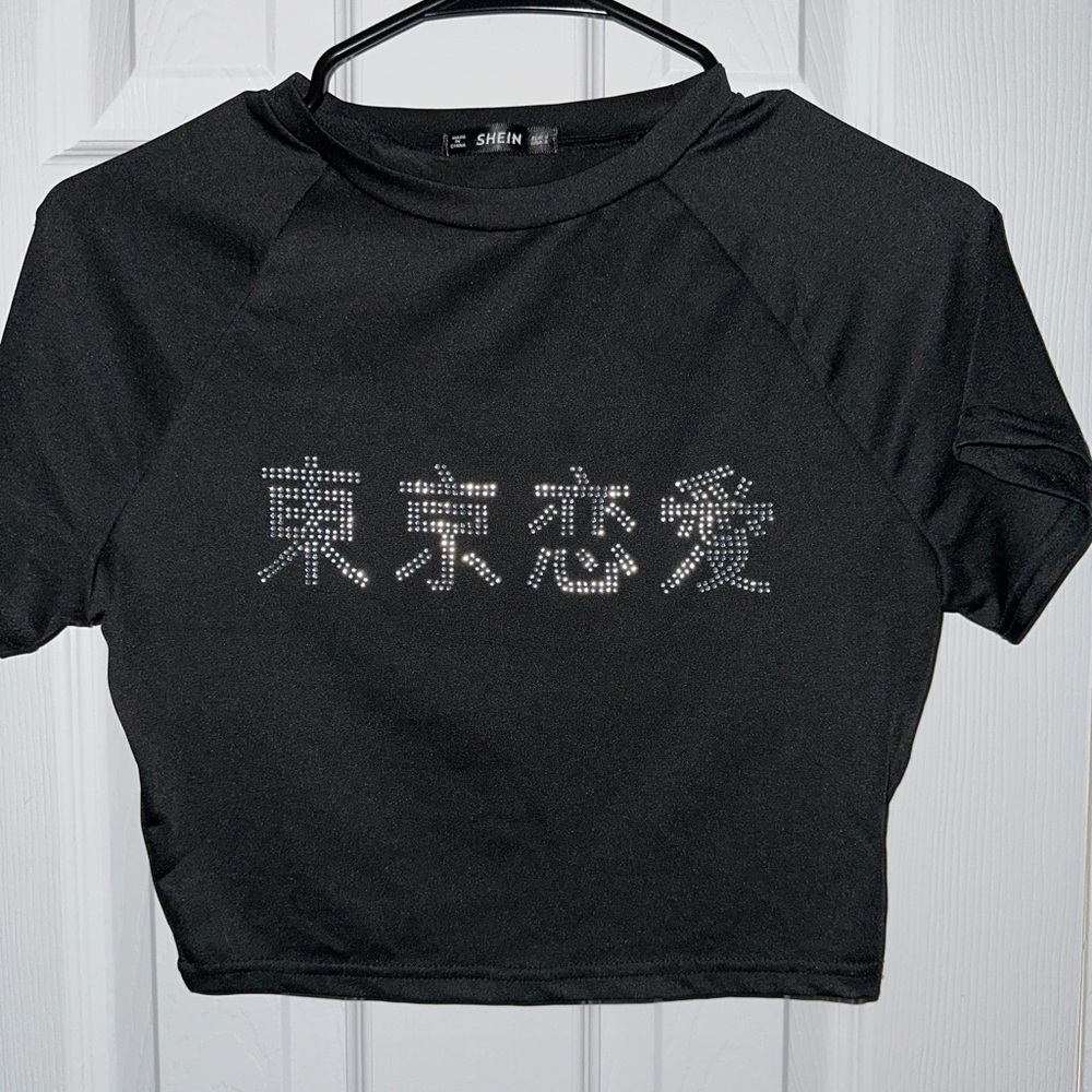 Crop top with bling graphics